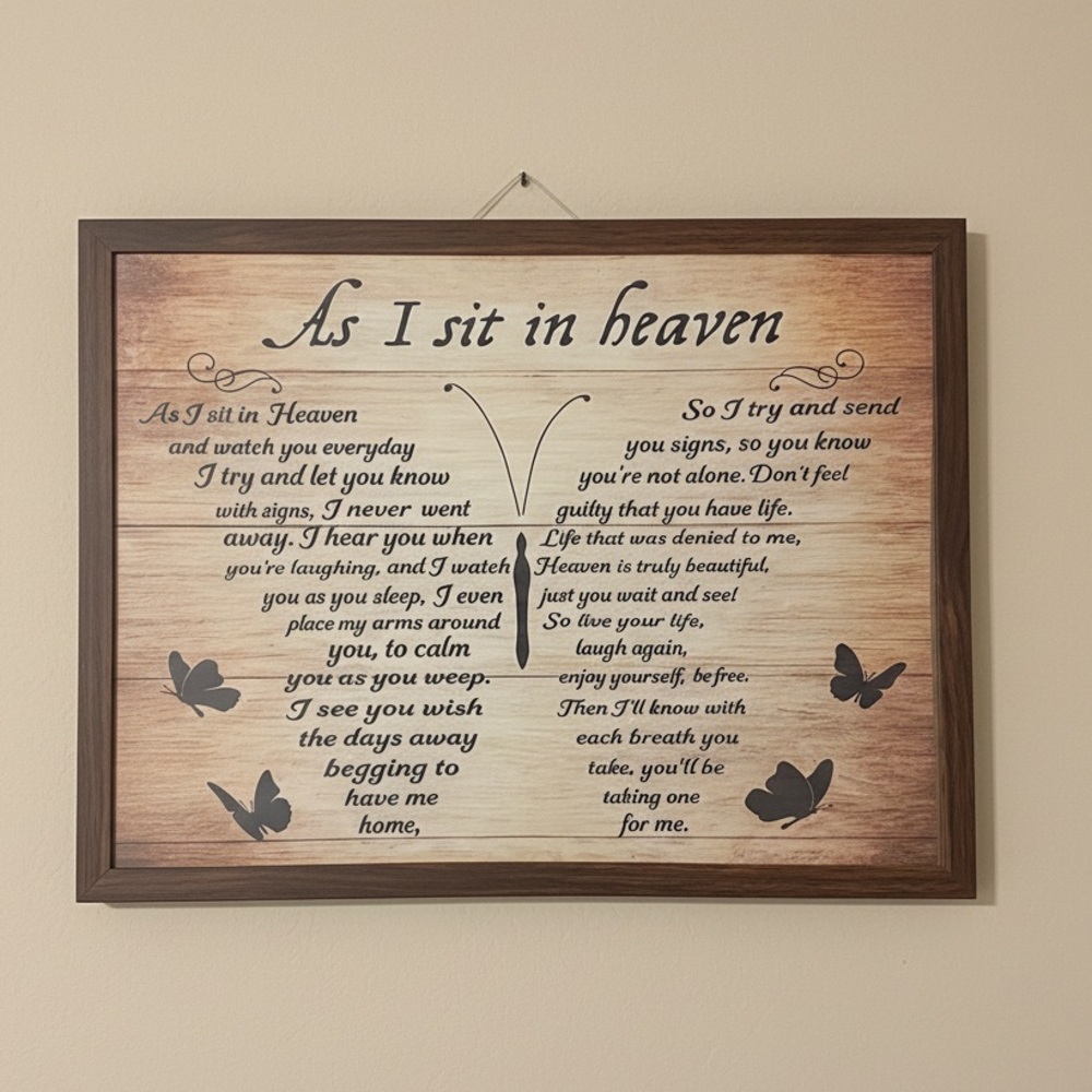 Inspirational Plaque with Butterfly Design 12x16 inches